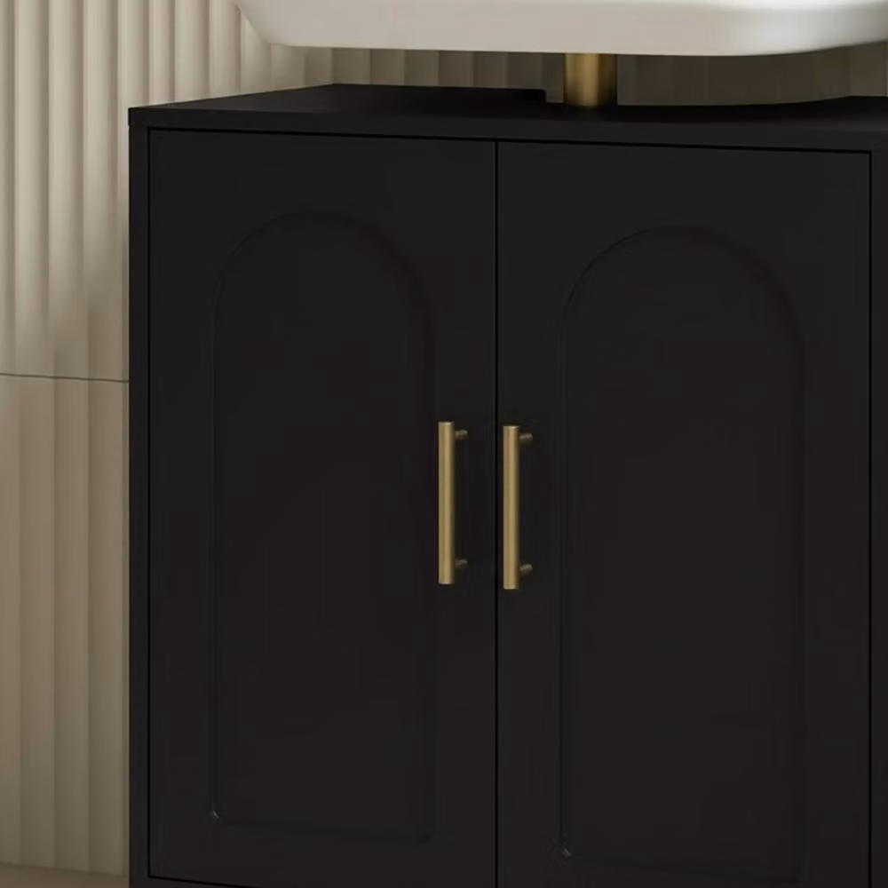 OHS Arch Undersink Bathroom Cabinet in Black MDF with Hinged Doors – 2