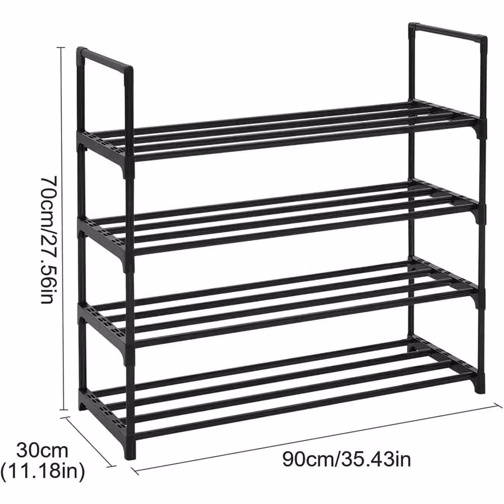 Nordara 4-Tier Metal Shoe Rack in Black – 1