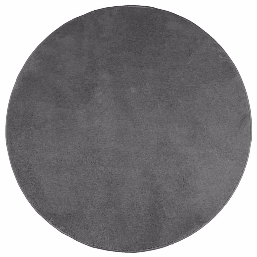 Berkfield Home OVIEDO Round Short Pile Rug in Anthracite and Black, Diameter: 200 cm – 1