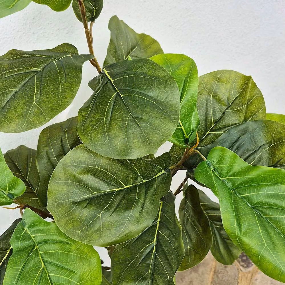 Voltico Artificial Fiddle Leaf Fig Tree in Green with Black Pot, Height: 125 cm – 4