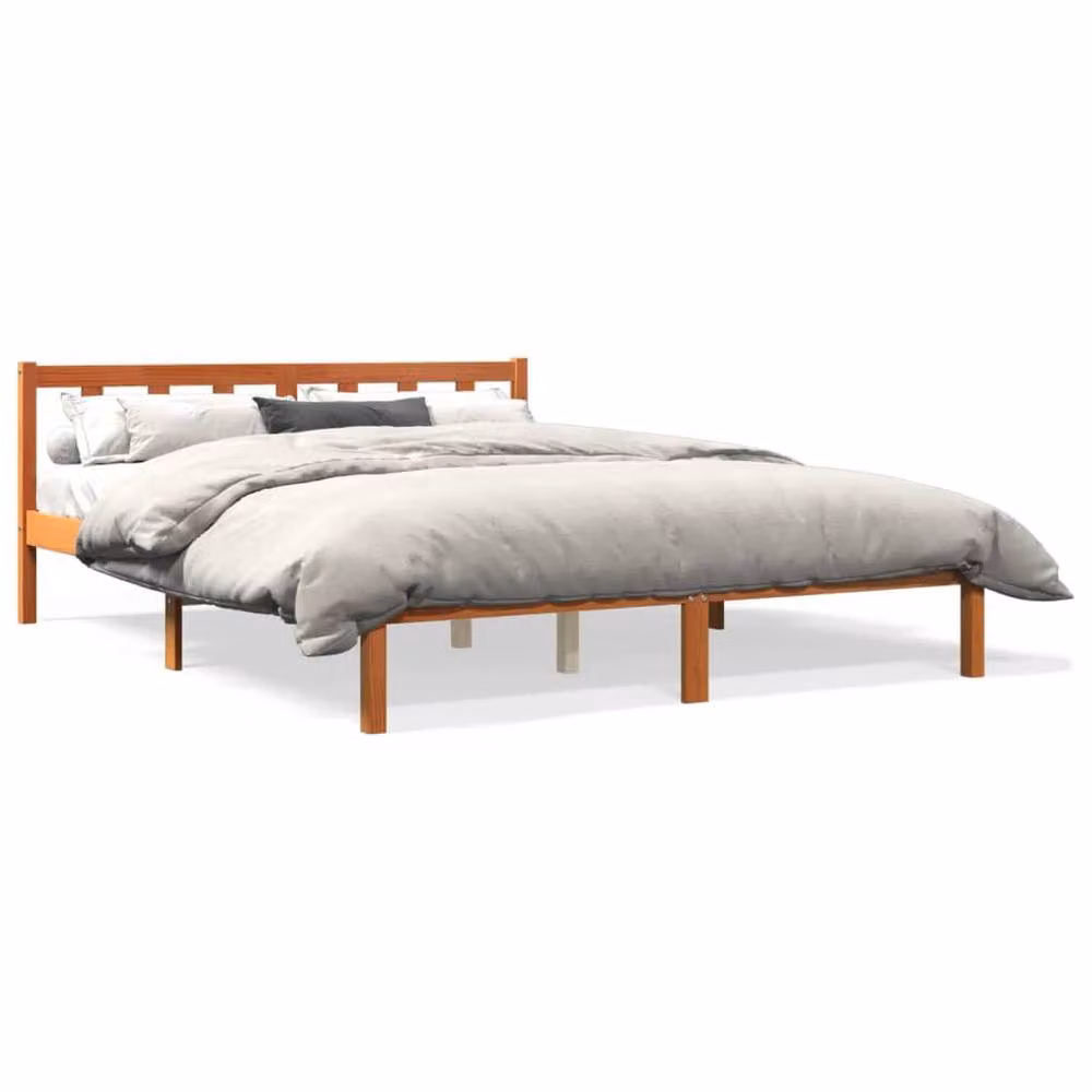 Berkfield Home Solid Wood Pine Bed Frame in Wax Brown, W/D/H: 150 x 200 cm – 2