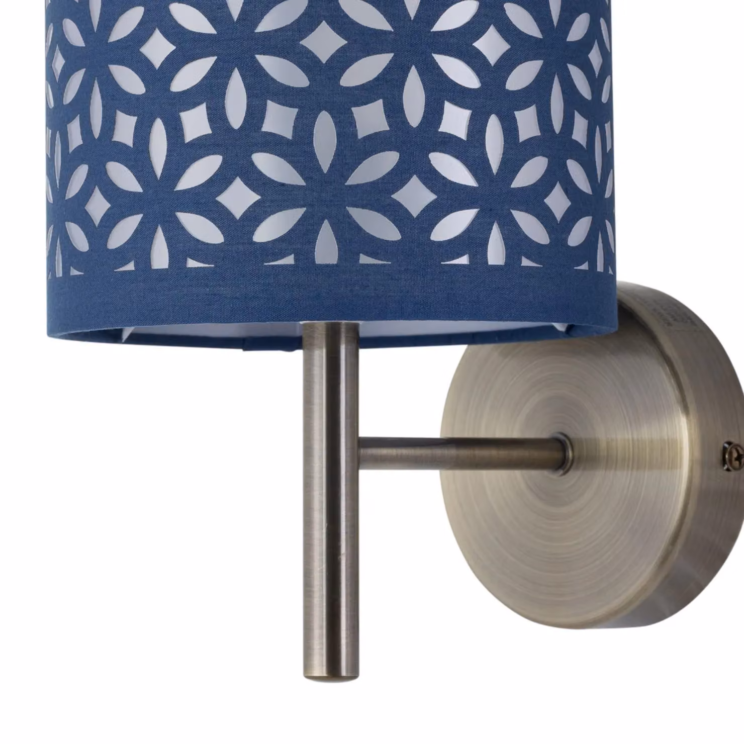 First Choice Lighting Brea Antique Brass Wall Light with Blue Fabric Shade – 2