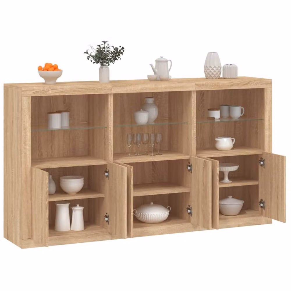 Berkfield Home Sonoma Oak Sideboard with Integrated LED Lights, Brown, W/D/H: 181.5 x 37 x 100 cm – 2