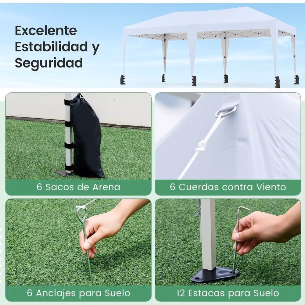 Costway Pop up Canopy Tent Foldable Patio Shelter with Wheeled Bag, White – 3