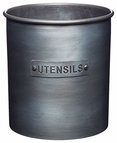 KitchenCraft Industrial Vintage-Style Metal Utensil Holder, Grey, W: 13.5 cm, D: 14.5 cm – 1