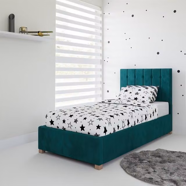 Rest Relax Olivia Single Fabric Ottoman Bed in Green, W/D/H: 90 x 200 cm – 1
