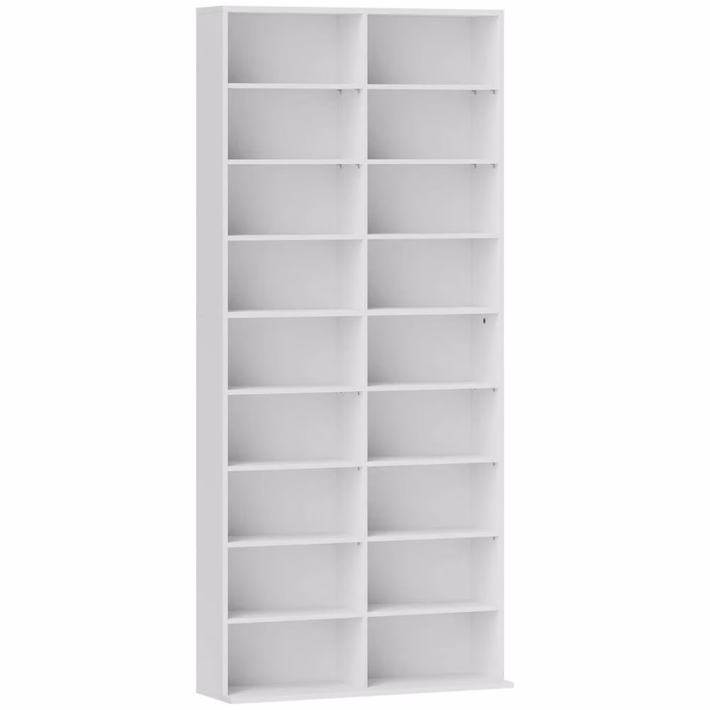 Wyld Haus Latota White Tall Media Storage Tower with Adjustable Shelves, H 175 x W 32 x D 78.5 cm – 2