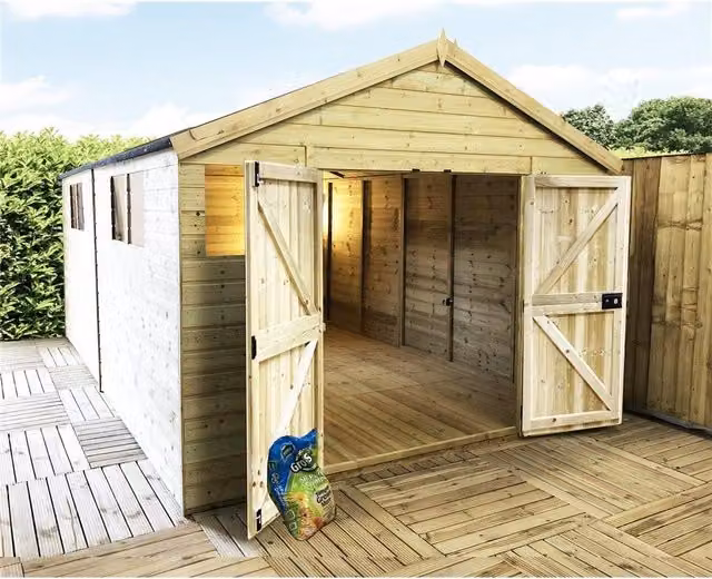 Marlborough Premier Pressure Treated Apex Workshop with Window in Sand – 1