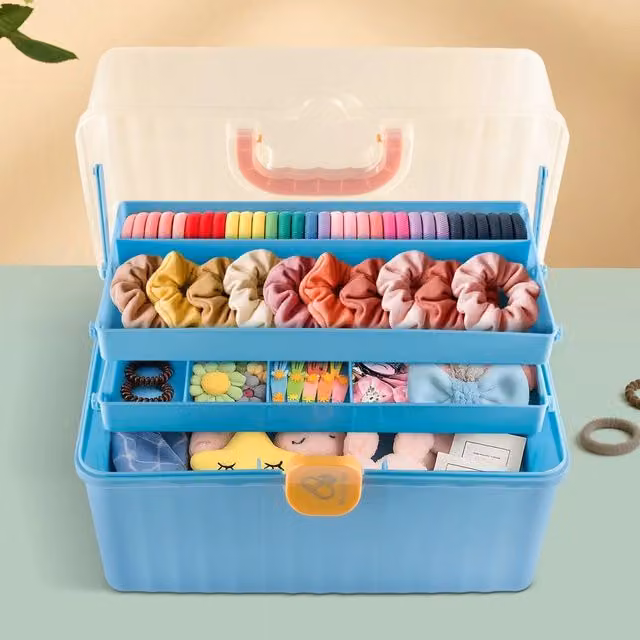 Hinsinc Blue Plastic Multipurpose 12 inch Storage Organizer Dividers and Tool Box
