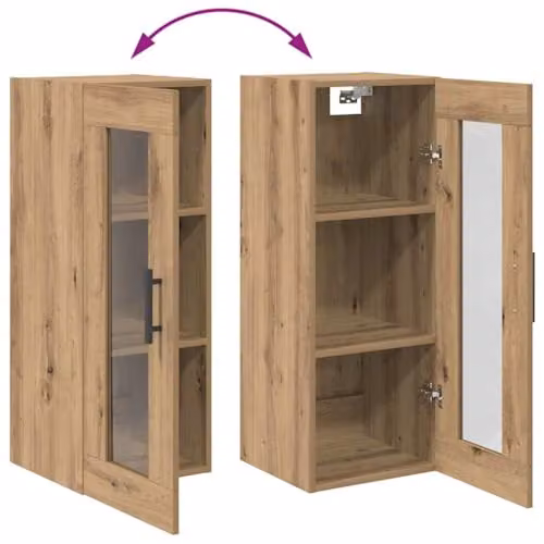 vidaXL Tall Unit in Brown and Black with Glass Doors and Internal Shelves, W/D/H: 34.5 x 34.0 x 180.0 cm – 3