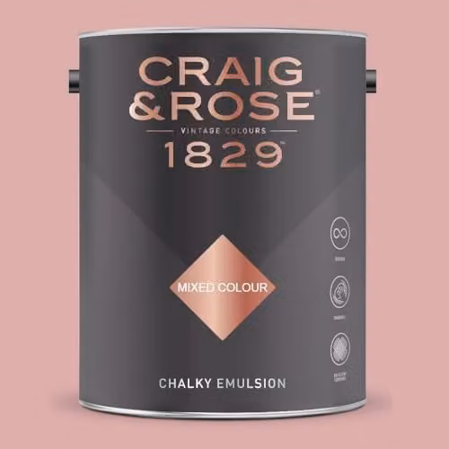 Craig & Rose 1829 Paint Stop Chalky Matt Emulsion in Rose Pink, 5 l