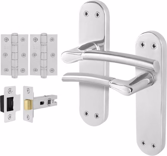 AFIT Boston Chrome and Satin Nickel Feature Handle Latch Hinges, 150 x 150 mm – 1