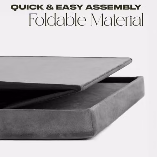 OHS Large Rectangular Velvet Ottoman Storage Box in Charcoal Grey, W/D/H: 80 x 40 x 40 cm – 3