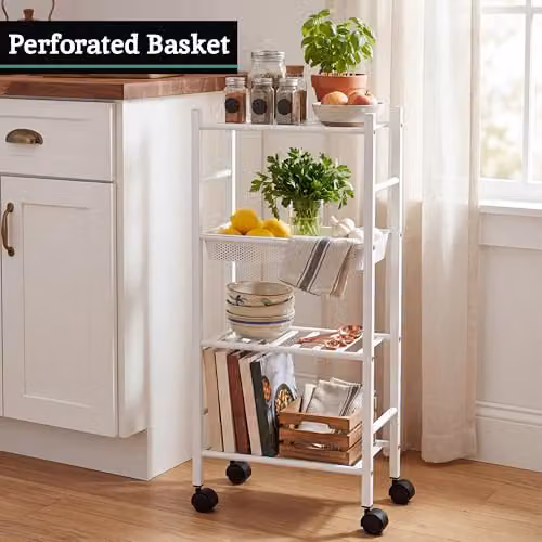 Premier Housewares 4 Tier Metal Trolley with Castors, White – 3
