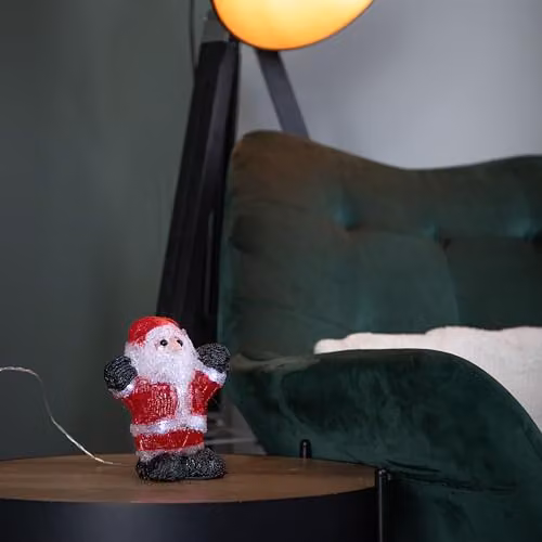 Samuel Alexander Red Light Up Christmas Ice Santa with 12 Cool White LEDs, 16 cm – 2