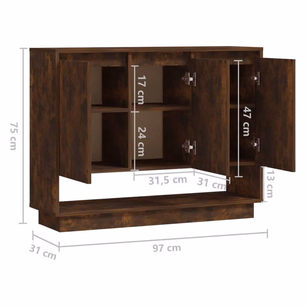 Berkfield Home Smoked Oak Sideboard in Brown, W/D/H: 97 x 31 x 75 cm – 5