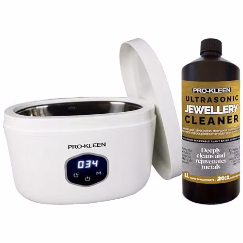 ProKleen White Ultrasonic Jewellery Cleaner with Concentrated Cleaning Solution – 1