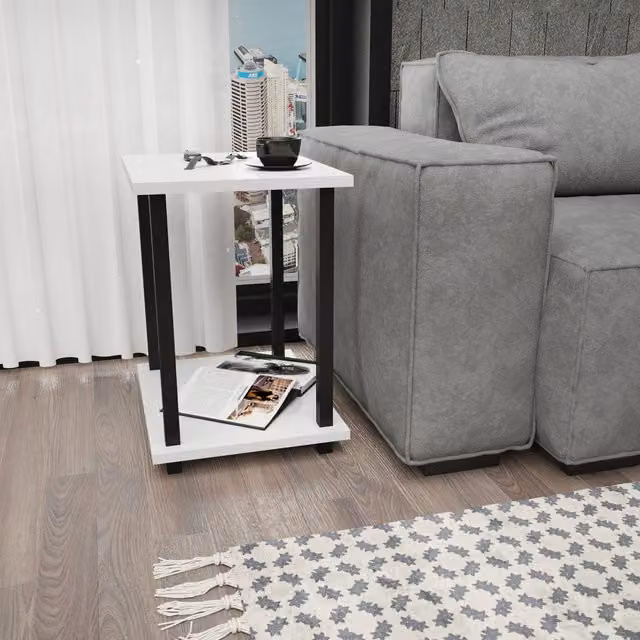 Decorotika Gurnee Side Table in White and Black