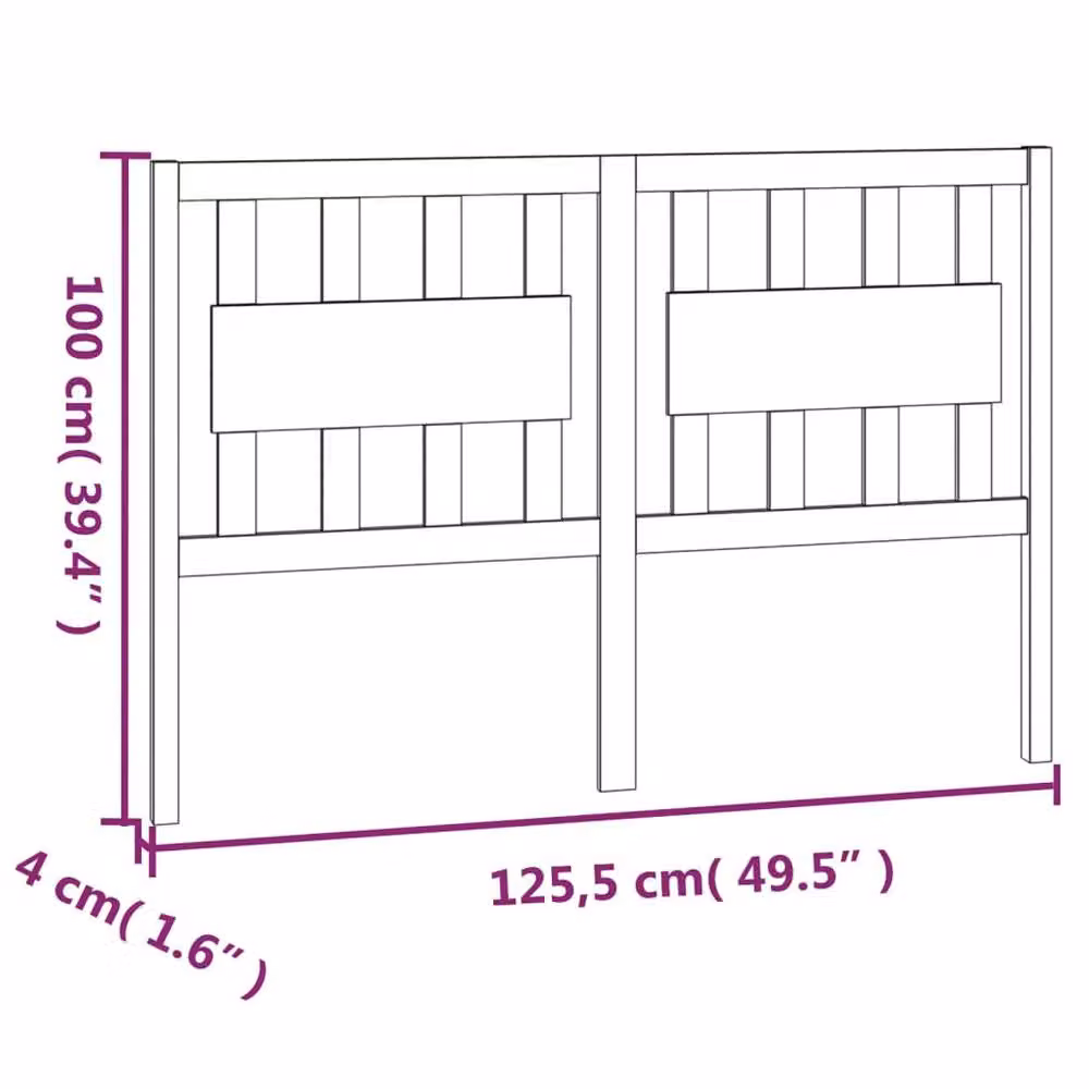 Berkfield Home Beautiful Bed Headboard in Black Solid Pine Wood, W: 125.5 cm, D: 4 cm, H: 100 cm – 4