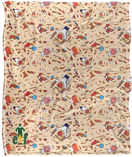 Warner Brothers Elf Spaghetti Pattern Soft Throw Blanket, Multicolour, W: 152 cm, D: 127 cm – 1