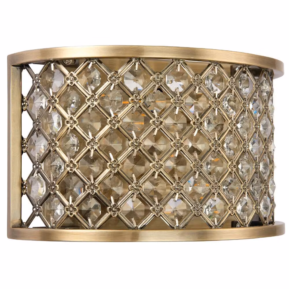 Loops 2 Pack Crystal Cage Wall Light in Brass and Clear Glass – 2