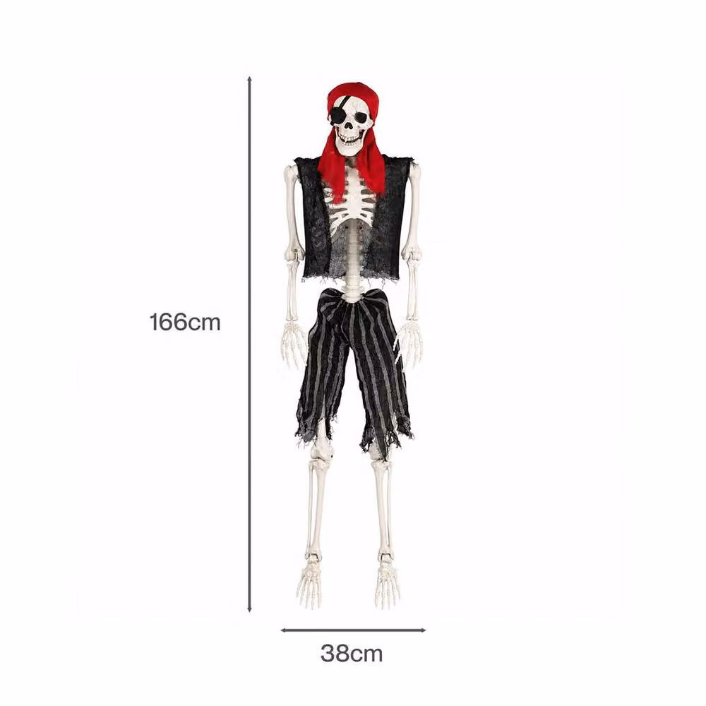 Yezi Life Size Pirate Skeleton Halloween Decor, White, Height: 166 cm – 4