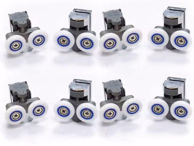 Nes Home Chrome 8 Shower Door Wheels with 4 Top and 4 Bottom Roller Runners in Black, 23mm