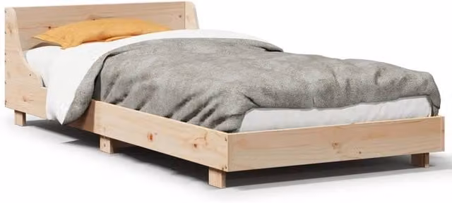Berkfield Home Single Solid Wood Pine Bed Frame in Brown, W/D/H: 90 x 190 cm