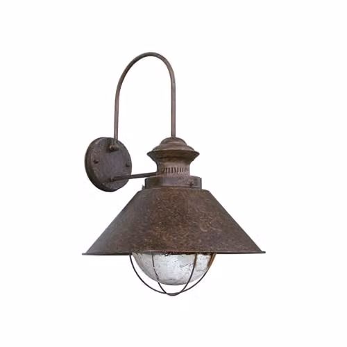 Netlighting Nautica Rustic Brown Metal and Glass Dome Outdoor Wall Light for Garden