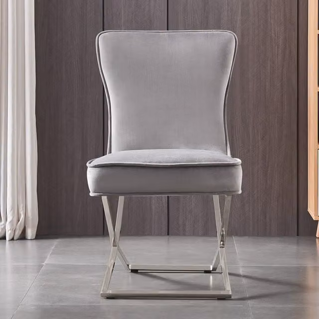 Life Interiors Trafalgar LUX Velvet Dining Chair with Cantilever Metal Base in Grey