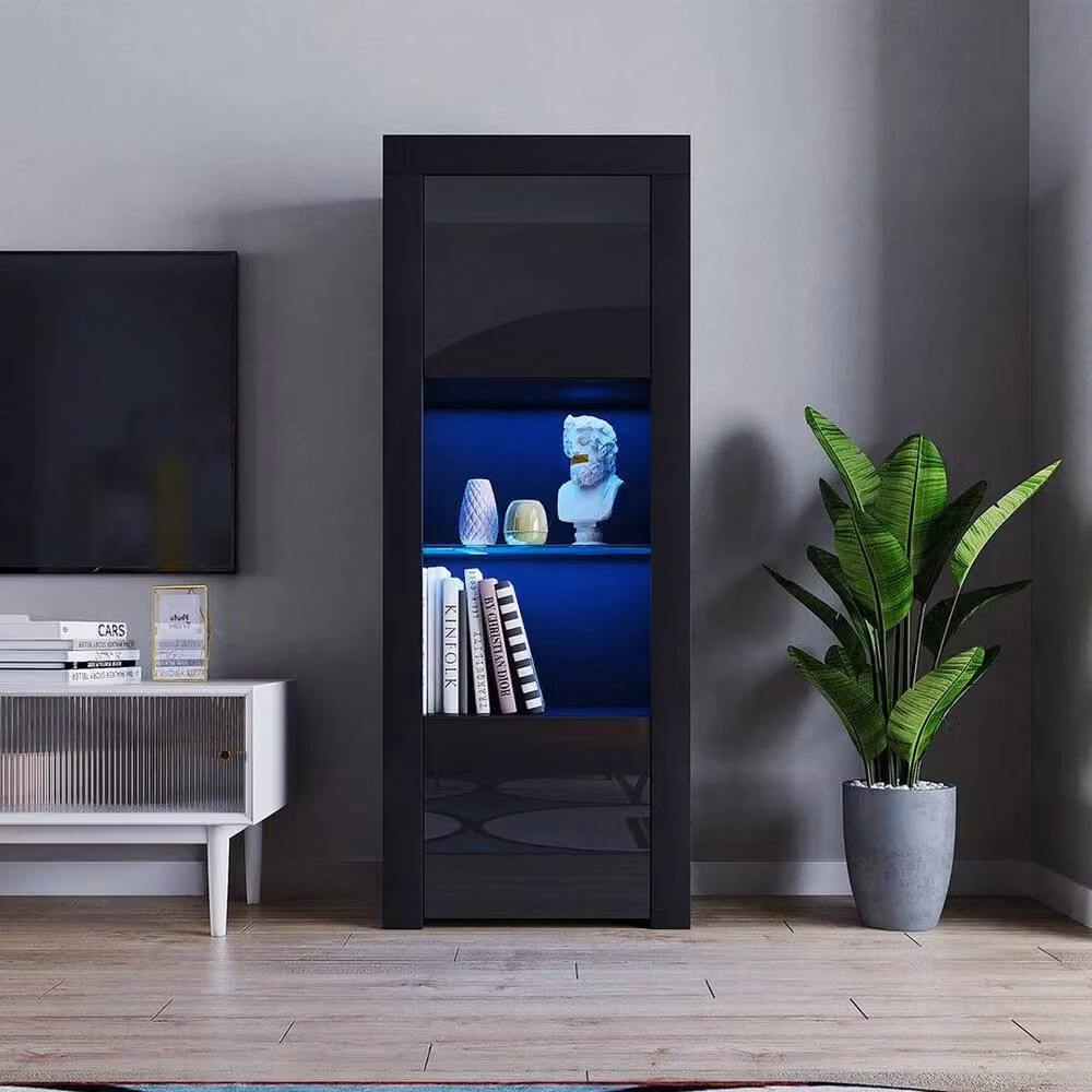 SPETLEK Modern Cabinet Sideboard with Black Matt Body and Black High Gloss Doors – 2