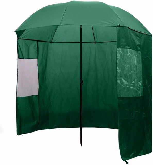 Berkfield Home Fishing Umbrella in Green, W: 240 cm, D: 210 cm – 1