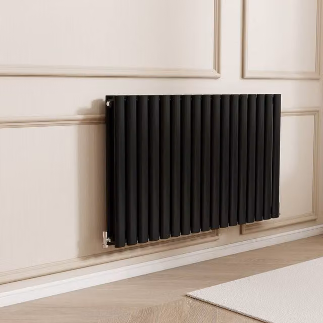Banyetti Orva Black Horizontal Double Oval Column Radiator, W: 100.3 cm, H: 60 cm