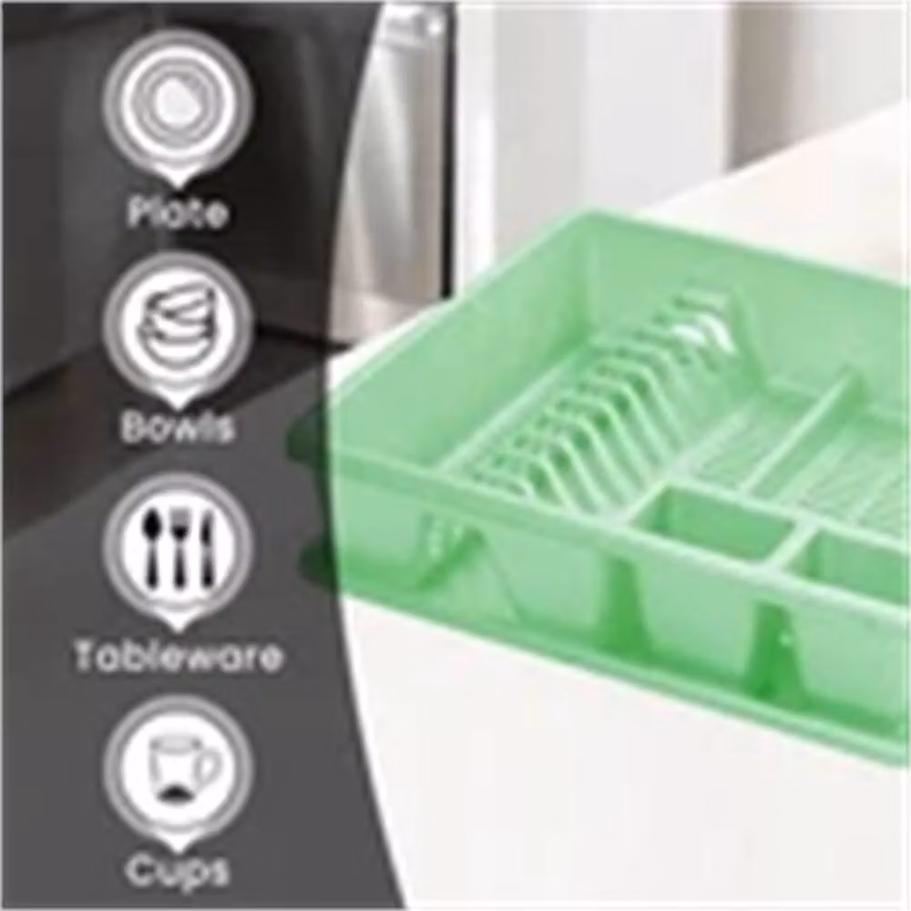 Nordara Green Kitchen Sink Dish Drainer with Drip Tray in Light Green, W: 100 cm – 5