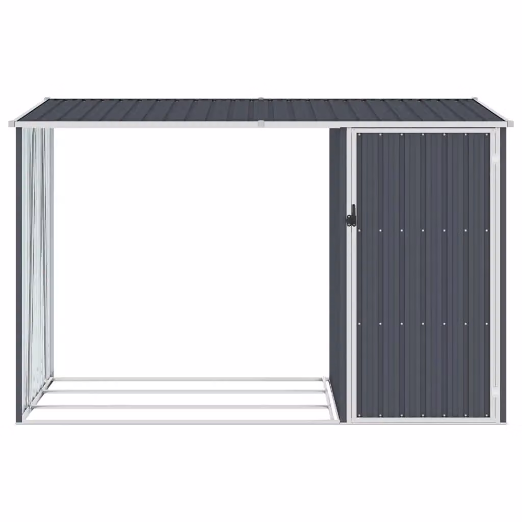 Berkfield Home Garden Anthracite and Black Modern Galvanised Steel Firewood Shed, W/D/H: 245 x 98 x 159 cm – 2