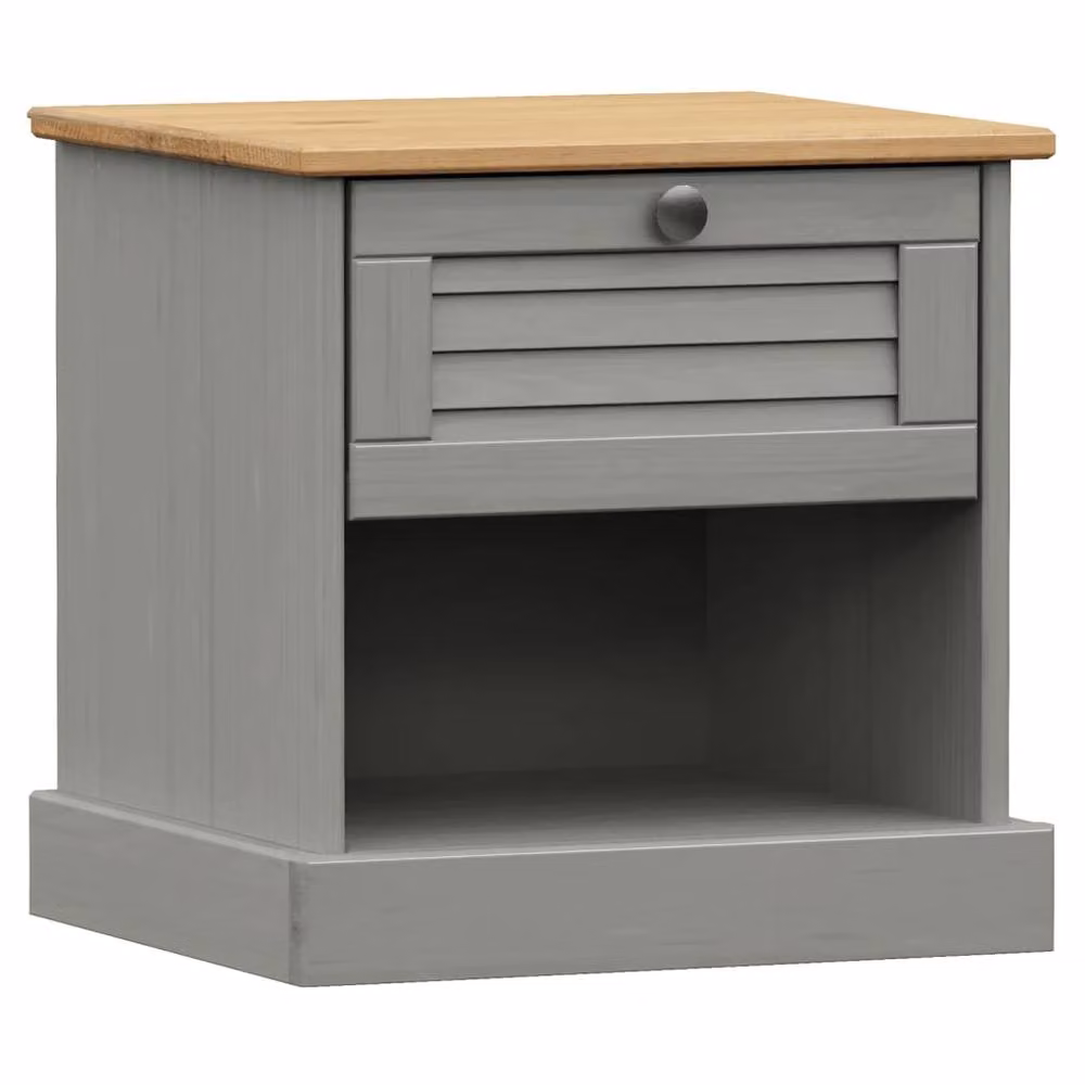 Berkfield Home VIGO Grey Solid Wood Pine Bedside Cabinet W/D/H: 42 x 35 x 40 cm – 2