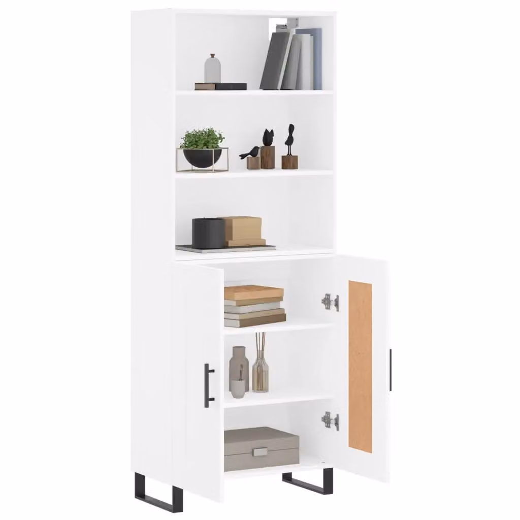 Berkfield Home Modern White Highboard with Hinged Doors and Internal Shelves W/D/H: 69.5 x 34 x 180 cm – 2