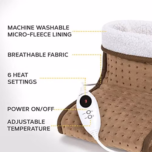 MONHOUSE Electric Foot Warmer in Brown with Rapid Heat Up and Auto Shut Off Protection – 2