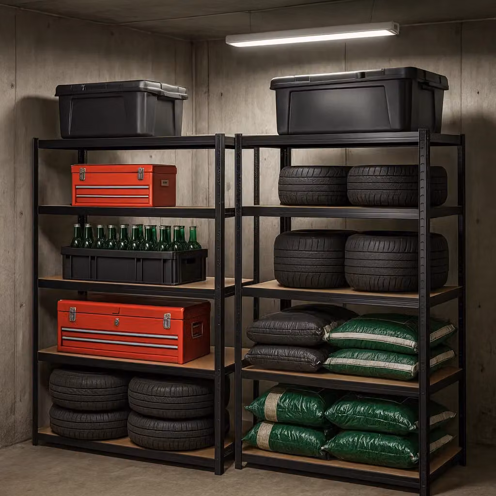 Harbour Housewares Set of 2 Heavy Duty 5-Tier Steel Garage Shelving Units in Black with Adjustable Shelves – 2