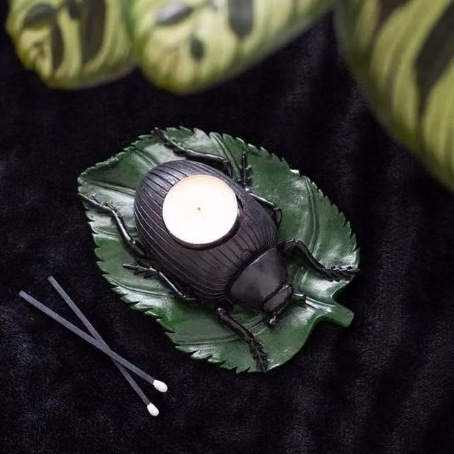 Uniqueful Beetle Tealight Candle Holder in Multicolour, Black and Green – 1
