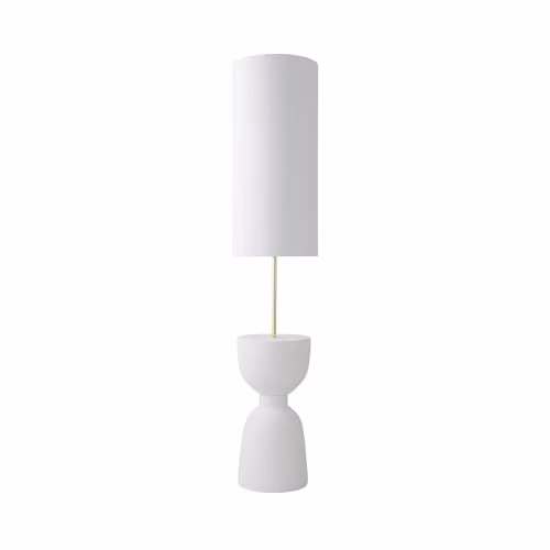 ValueLights Esme Floor Lamp with Ceramic Base and Beige Fabric Shade including LED Bulb