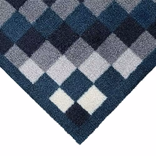 JVL Mega Machine Washable Non-Slip Doormat, Pixels, Blue/Multicolour, W: 50 cm, D: 75 cm – 7