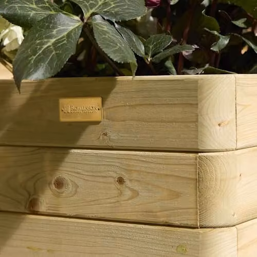 Rowlinson Marberry Square Timber Planter Tub, Brown, W: 40 cm, D: 40 cm, H: 30 cm – 2