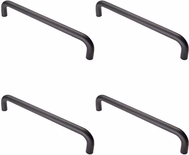 Loops 4x Round D Bar Pull Handles in Matt Black, 300mm Fixing Centres (319 x 19mm)