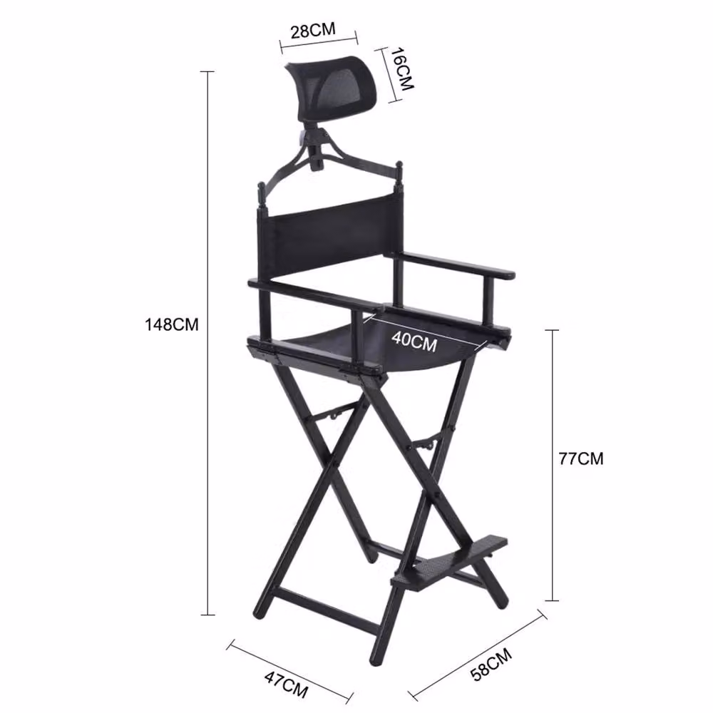 Havendro Professional Aluminum Makeup Artist Director Chair with Headrest in Black – 2