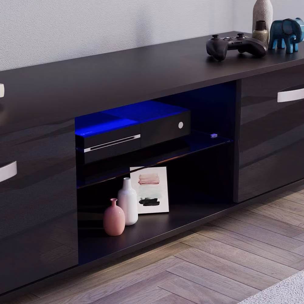 HD Designs Vida Designs Cosmo 2 Door LED TV Unit in Black, Width: 140 cm – 4