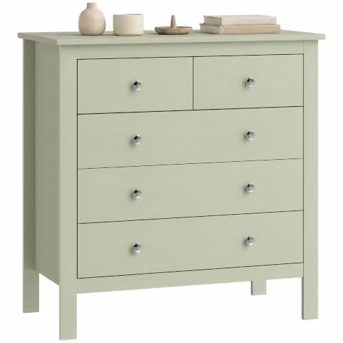 HOMCOM Modern 5 Drawer Chest of Drawers in Green