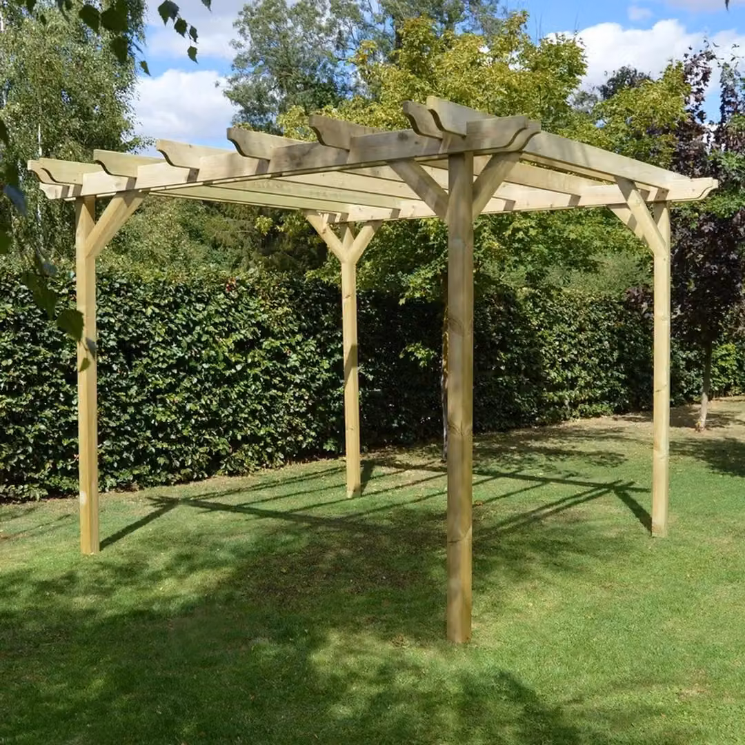 Rutland County Garden Furniture Ltd Double Garden Pergola in Wood, Green, W: 420 cm, D: 420 cm, H: 270 cm – 3