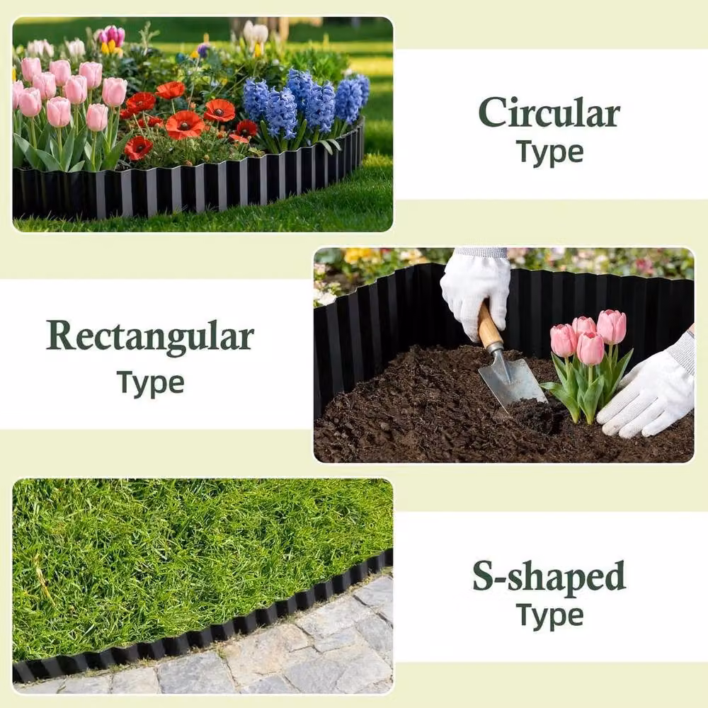 KORVIXA 10m Black Galvanised Steel Rust Resistant Lawn Edging – 4