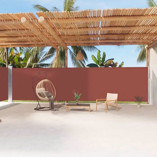 Berkfield Home Retractable Single Roller Side Awning in Brown, W/D/H: 1200 x 200 cm – 1
